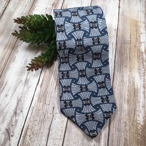 Beautiful vintage Art Deco print necktie tie blues